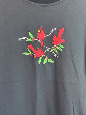 Camisa Madison Taylor Manga Larga Con Cardenales Mujer 3X Negra Foto 1 de 4