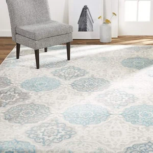Home Dynamix Boho Andorra Transitional Damask Area Rug, Grey/Blue, 7'9"x10'2" - Picture 1 of 7