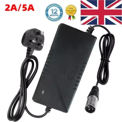 24V Mobility Scooter Wheelchair Battery Charger 2A/5A 3 PIN XLR Head UK Stock