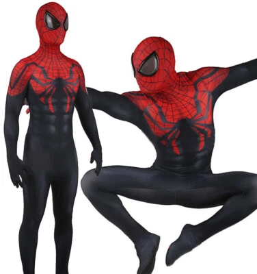 Fantasia Ultimate Spiderman macacão peça única cosplay adulto Zentai Halloween quente - Imagem 1 de 4