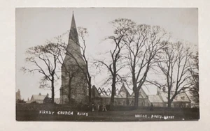 Kirkby Church Ruins Postcard RPPC Nottinghamshire Briggs Photo Fire Erewash - Picture 1 of 2