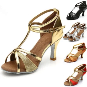 Scarpe da ballo moderne da donna morbide da interno tacco latino tango salsa festa - Foto 1 di 7