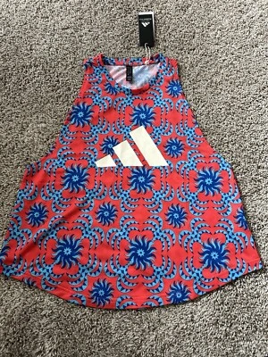 阿迪达斯 X Farm Rio 红色蓝色无袖背心拉过活动标志尺寸 M — 第 1/4 张图片