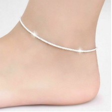 Fashion Ankle Bracelet Women 925 Sterling Silver Anklet Foot Jewelry Chain Beach