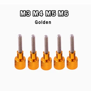 M3M4M5M6 Knurled Thumb Screws Aluminum + Stainless Hand Grip Knob Bolts Golden - Picture 1 of 4