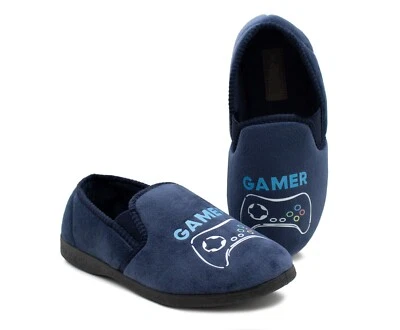 Boys Gaming Slippers Gamer Slip On Novelty Youth Kids Elastic House Shoes - Image 1 of 4