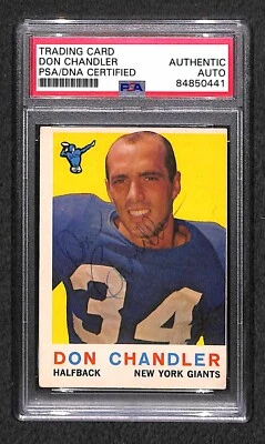 Don Chandler "NYG 1956 NFL Champion HOF" 1959 Topps Signed Autograph Card PSA - Image 1 of 2