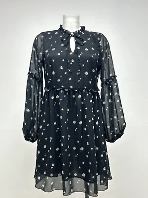 EX MATALAN Ex Chainstore Ladies Chiffon Lined Daisy Print Dress Size 8 10 12 14 16 18 20 22