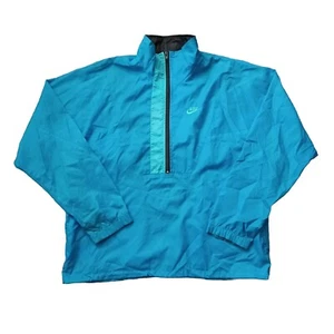 Vintage Nike Windbreaker L Blue 1/2 Zip Pullover Logo Embroidered Lightweight - Picture 1 of 13