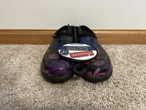 Sloggers Waterproof Short Rain Garden Shoes Women's 6 Purple Black Floral New - Picture 1 of 7