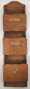Organizador porta cartas de madera vintage 3 niveles 3 ganchos para llaves montaje en pared - Imagen 1 de 7