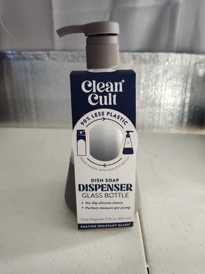 Bomba dispensadora de vidrio de jabón de manos Clean Cult 15 oz topo/gris Foto 1 de 4
