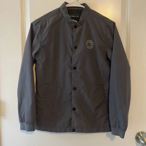 Vintage O'Neill Surfing Boys Medium Spell Out Button Windbreaker Jacket Gray - Picture 1 of 10