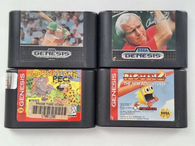 Sega Genesis 4 Game Lot marsupilami, pac-man 2, baseball, tournament golf tested - Image 1 of 4