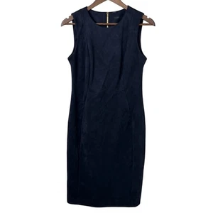 Calvin Klein Women's Sz 10 Navy Blue Faux Suede Sheath Dress Office Classy Boss - Picture 1 of 13