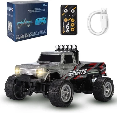 Mini Camión RC, Monster Truck Escala 1:64 Coche Control Remoto con Luces, 2.4Ghz Re Foto 1 de 4