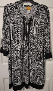 Ruby Rd. Women’s Black/White Geometric Pattern Dress Size PXL - Picture 1 of 6