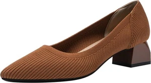 youngshow Women's Pumps Kitten Heels Pointed Toe Knit Slip On Comfortable... - Picture 1 of 165