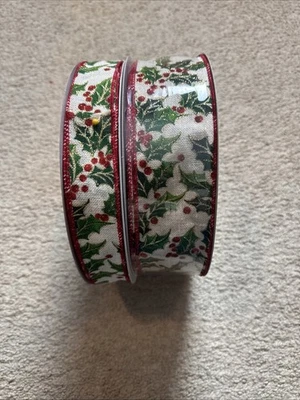 Christmas Ribbon Holly Berry 2.5 X50 Yards And 1.5 X50 Yard - Image 1 of 4