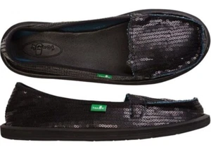 SANUK Limelight Sidewalk Surfer Women Size 6 Black Sequins Slip One New Rare - Picture 1 of 10