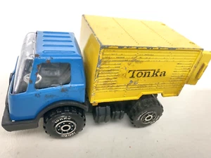 Camión de trabajo Tonka Japón vintage azul amarillo con puertas traseras batientes - Imagen 1 de 8