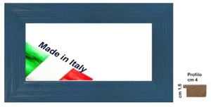 Cornice a righe in legno Blu avio, per stampe,foto,disegni. Spess. cm 4 - Imagen 1 de 8