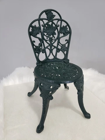Cast Iron Garden Vintage Victorian Doll Chair Plant Stand Garden Decor 13" green Cover