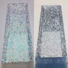 5yards 3D Oval Sequin African Lace Mesh Fabric Tulle Sew Material for Dress Chic