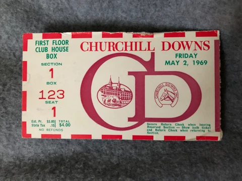 Churchill Downs Vintage May 2 1969 clubhouse box ticket stub Cover