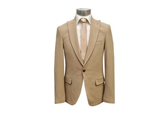 Seersucker men's suit slim fit 3 piece size 56 beige - Picture 1 of 9