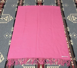 Valentina Kova Pink Cashmere Throw Blanket 27x72” T36 - Picture 1 of 5