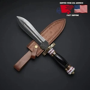 Handmade Damascus Steel Dagger Knife, Unique design, Horn and Brass Handle, Come - Picture 1 of 4