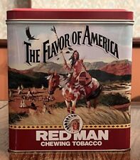 EMPTY VINTAGE Red Man Limited Edition 1991 RED Tobacco Tin Can RARE NOS!!