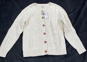 Neu mit Etikett L.L. Bean Damen beige 100% Baumwolle Knopfleiste Strickjacke Pullover, Größe M - Bild 1 von 14