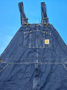 Carhartt® Bib Overalls Men's Workwear 48 X 32 Denim Carpenter Pockets New - Picture 1 of 5