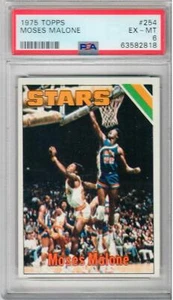 1975-76 Topps #254 Moses Malone RC Rookie Utah Stars PSA 6 - Picture 1 of 1