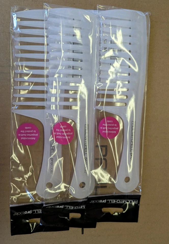 Peine desenredante Paul Mitchell Pro Tools, diente ancho 3 unidades, blanco/claro Foto 1 de 3