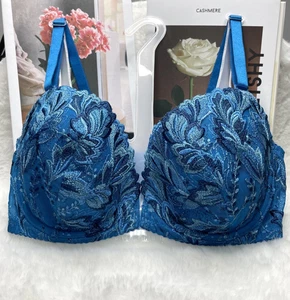 Vintage Wacoal gepolsterter Softschalen BH 34DD blau Nylon Spitze Bügel Frontverschluss - Bild 1 von 12