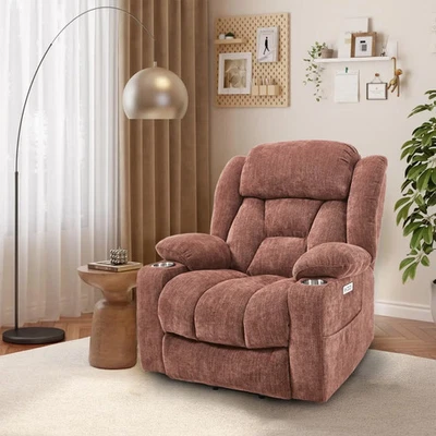 Silla reclinable Power Lift de tela con masaje térmico y puertos USB para ancianos Foto 1 de 4
