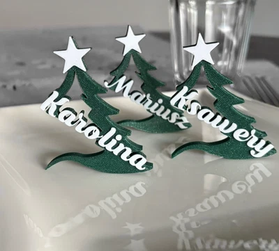 SPARROW SALE Christmas Tree Place Cards 6 Pack Table Setting Holiday Decor Party Name Tags