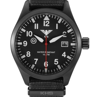 Deutsche Uhr KHS AIRLEADER Black Steel C1 + Kompass - Bild 1 von 4