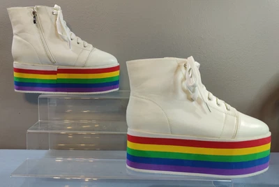 N.Y.L.A. MUÑECAS KILL ARCO IRIS PLATAFORMA BOTINES ZAPATOS BLANCOS SIN ALAS TALLA 10 Foto 1 de 4