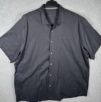 Tommy Bahama Shirt Mens Black 3XLB Silk Cotton Casual Button Up Pocket - Image 1 of 4