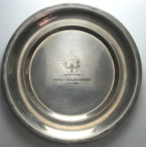 *TRIU* PIATTO ARGENTATO OSPEDALE MILITARE DI BRESCIA 1968 diam. 13,8 cm - Picture 1 of 2