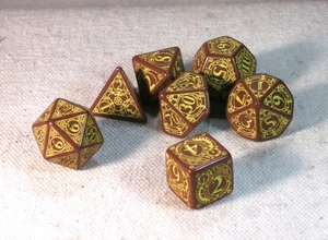 2 Uhrwerk Steampunk braun mit gelben Würfeln Set polyedrisch Gamer RPG Brett Tisch - Bild 1 von 1