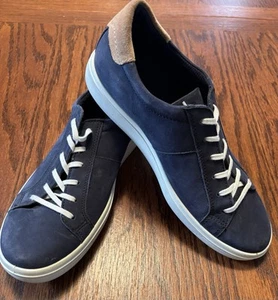 Scarpe sneakers da passeggio Ecco morbide blu pelle scamosciata donna taglia 40 US 9-9,5 - Foto 1 di 11