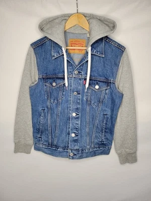 Chaqueta con Capucha Jean Levi's Hybird Denim Para Hombre Talla Pequeña Ajuste Ajustado Azul Gris Foto 1 de 4