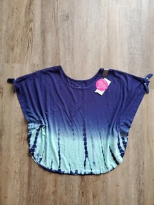 NWT Justice For Girls Shirt Size 6 navy blue aqua tie Dye NEW spring summer new - Picture 1 of 6