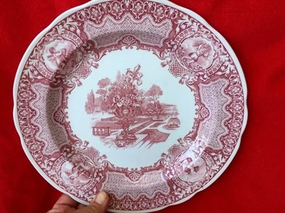 Antique SPODE Cranberry Red SEASONS Victorian CHERUBS Circa 1837 Plate Charger - Image 1 of 4