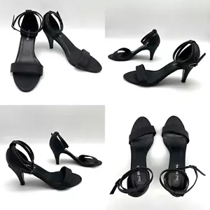 Call It Spring Black Vegan Faux Leather Kitten Heel Open Toe Strappy Pumps 6.5 - Picture 1 of 18